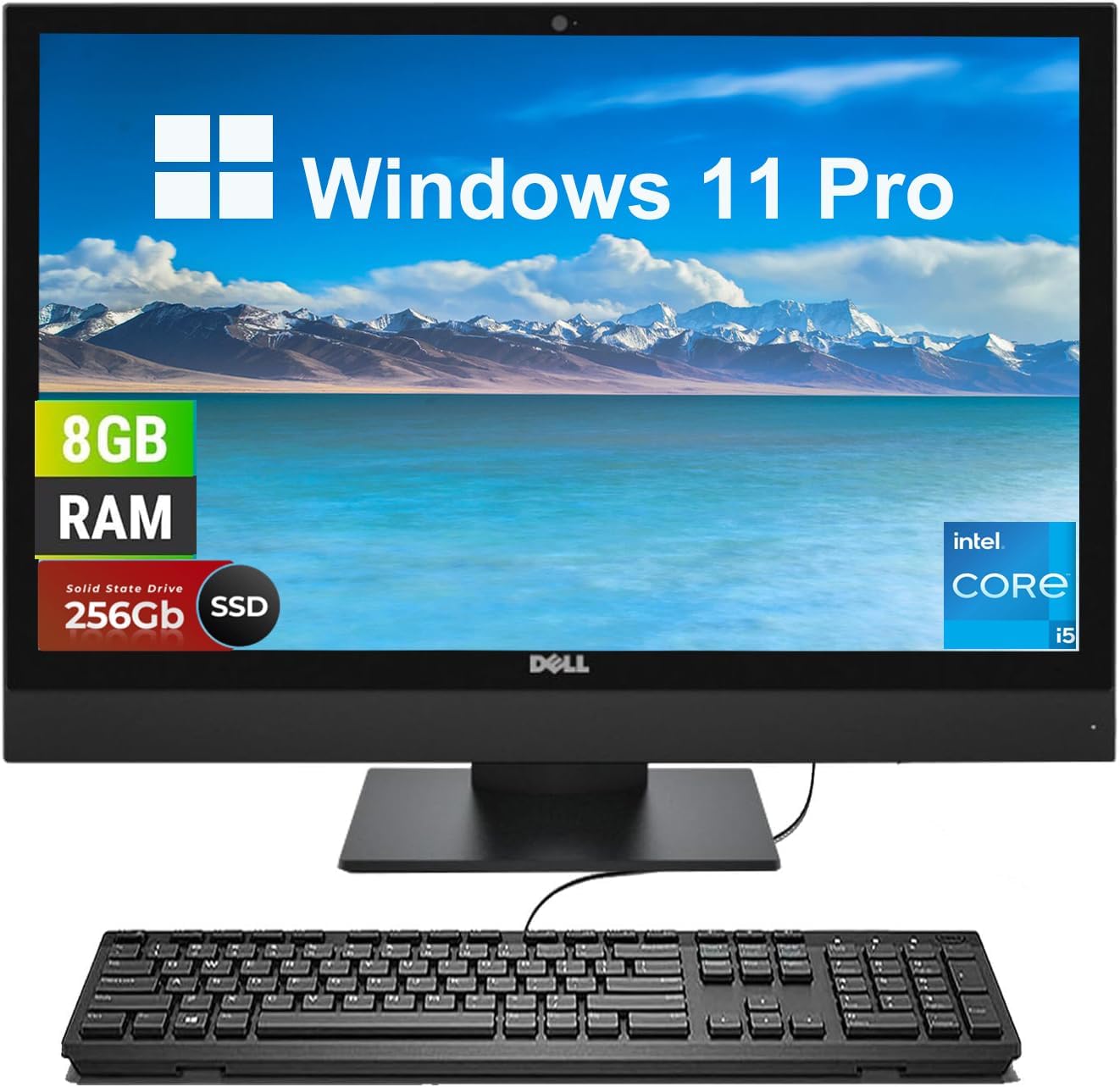 Dell Optiplex 3050 All-in-One Desktop Computer, 19.5" HD(1600 x 900) Computer, Windows 11 Pro, Core i5-7500T 2.7GHz, 8GB RAM, 256GB SSD, Keyboard and Mouse, USB WiFi+ USB Bluetooth, CAM (Renewed)