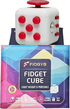 Cube Fidget Stress Relief Toy for Adults & Kids, Smooth, Quiet Sensory Toy for Anxiety, Focus & ADHD Idea[WHI_Red]