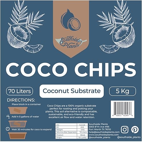 Miniatura 2 de Southside Plants Coco Chip - Sustrato de coco mediano para tierra para macetas de jardín, 100% orgánico y ecológico, ladrillo de 11 libras para
