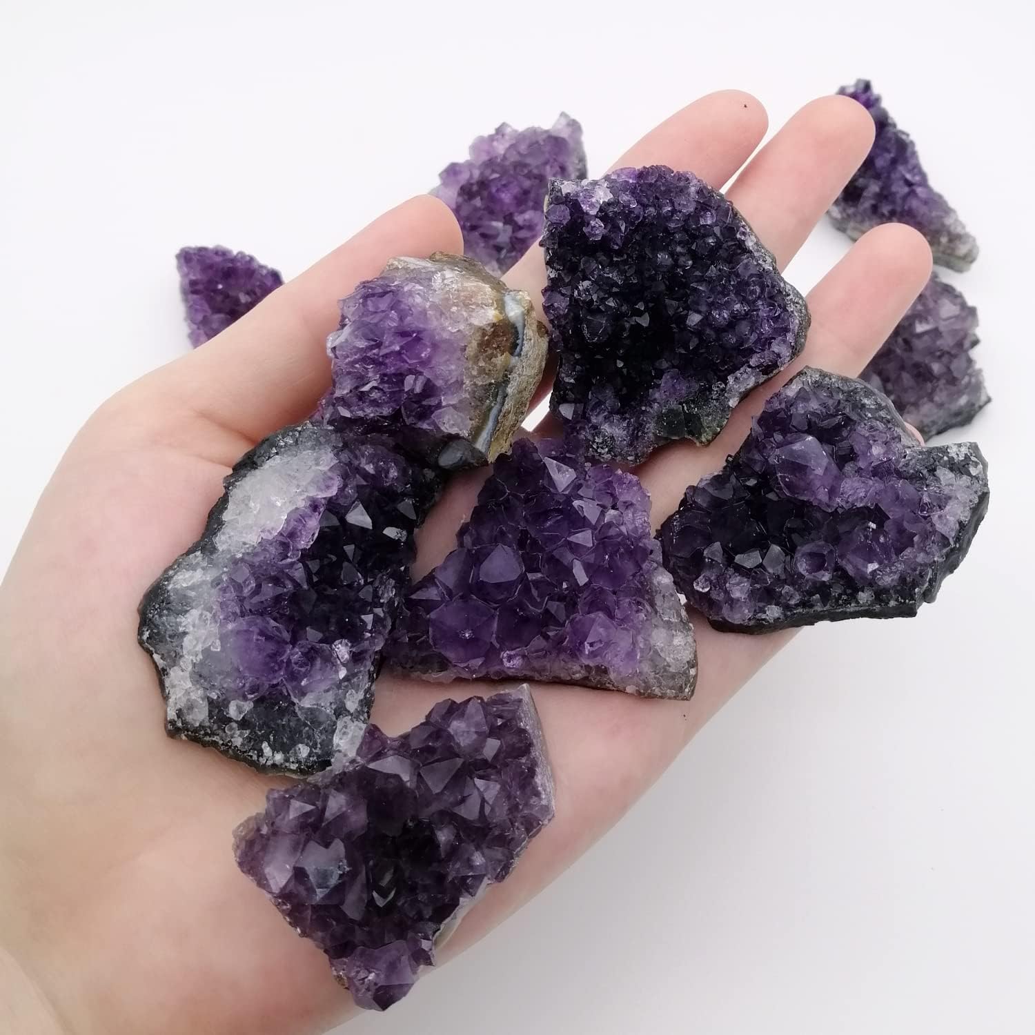 1Lb Raw Amethyst Clusters Natural Amethyst Geode Druzy Deep Purple Crystals Bulk Gemstones Healing Stones for Meditation Home Decoration