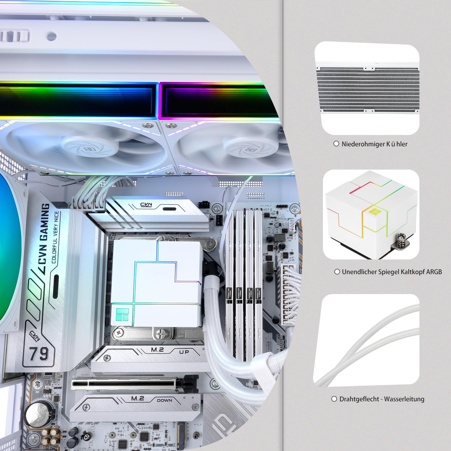 TR-Thermalright Enfriador líquido Core Matrix 360 ARGB White V2 para CPU, enfriador AIO de 360 mm, ventilador de conexión inalámbrica modular, 2000 rev/min, para AM5, Intel LGA1851/1700/115x/1200