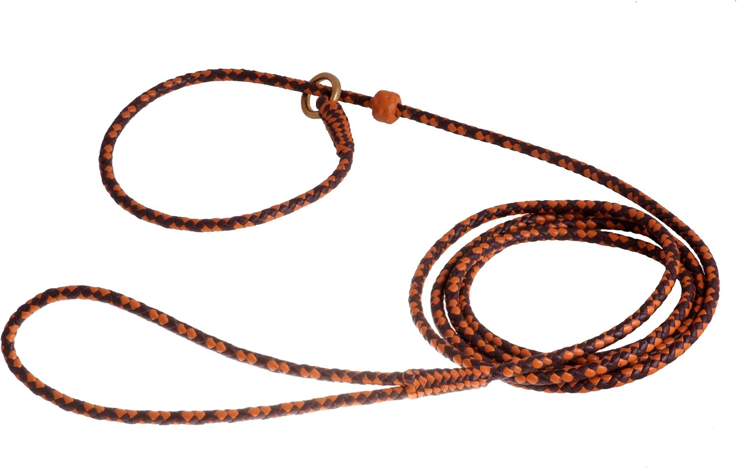 Alvalley Braided Leather Dog Leashes with Stopper - Pet Slip Leads for Dogs - Soft Gentle Leash - Adjustable for Small, Medium, Large & Extra Large Dogs (Brown, 4ft Long, 3/16in Thick)