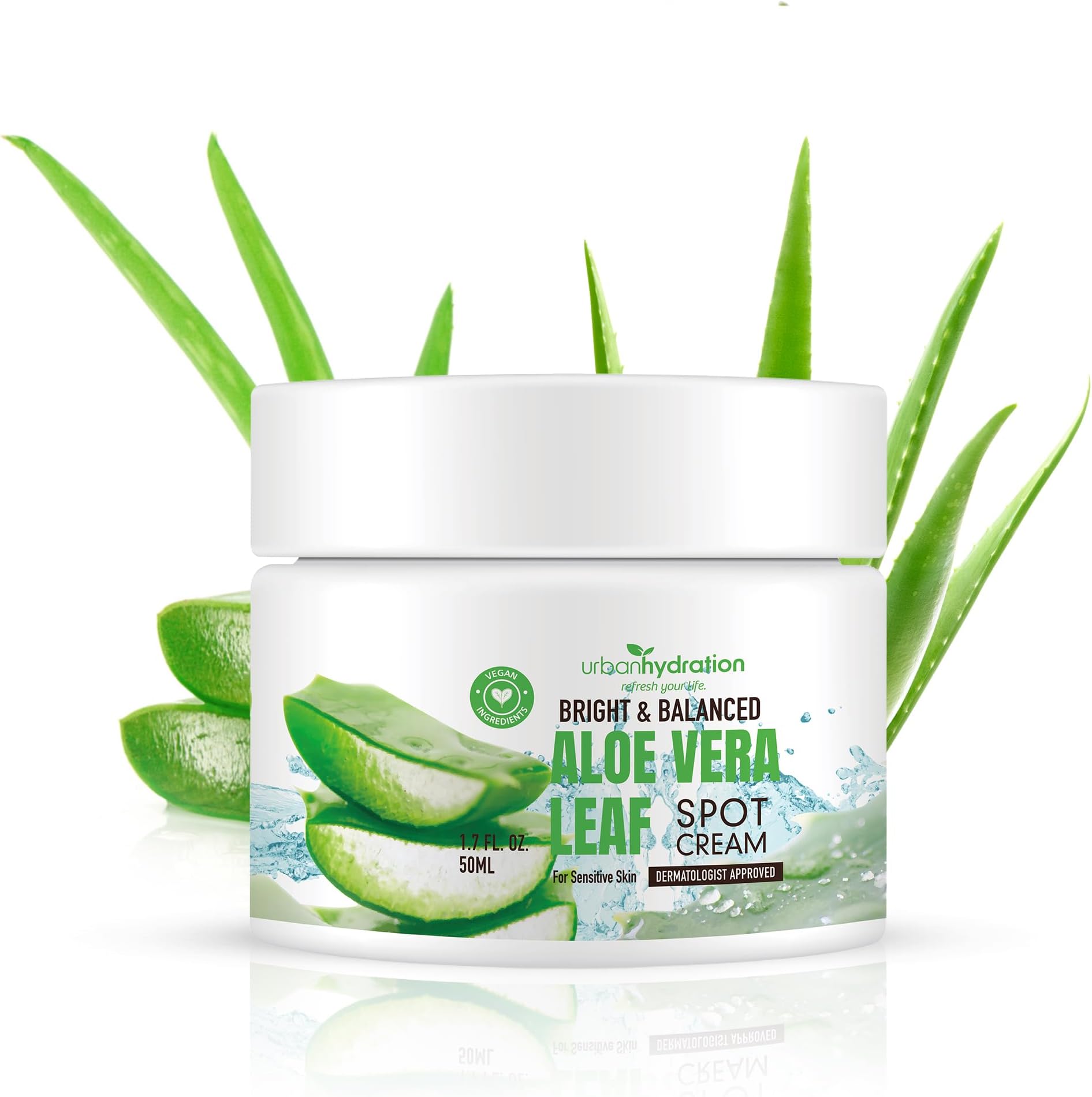 Urban Hydration Bright & Balanced Aloe Vera Leaf Spot Cream | Helps with Acne, Detoxes and Smooths Skin Benefits For All Skin Types | 1.7 Fl Ounces