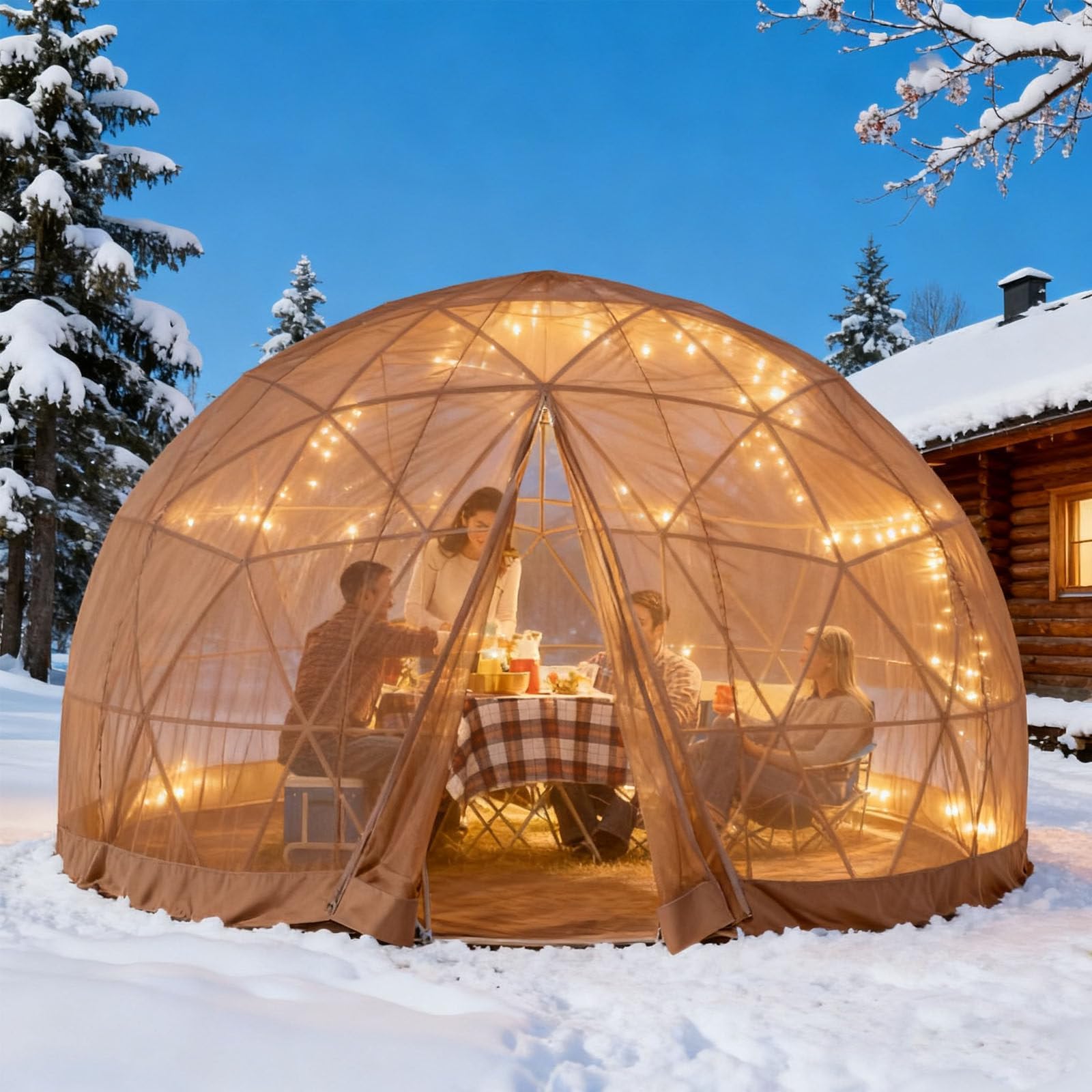 Outdoor Dome Tent for Adults, Transparent Geodesic Igloo for Garden, Camping, Stargazing & Parties, 360° View, All-Weather Design