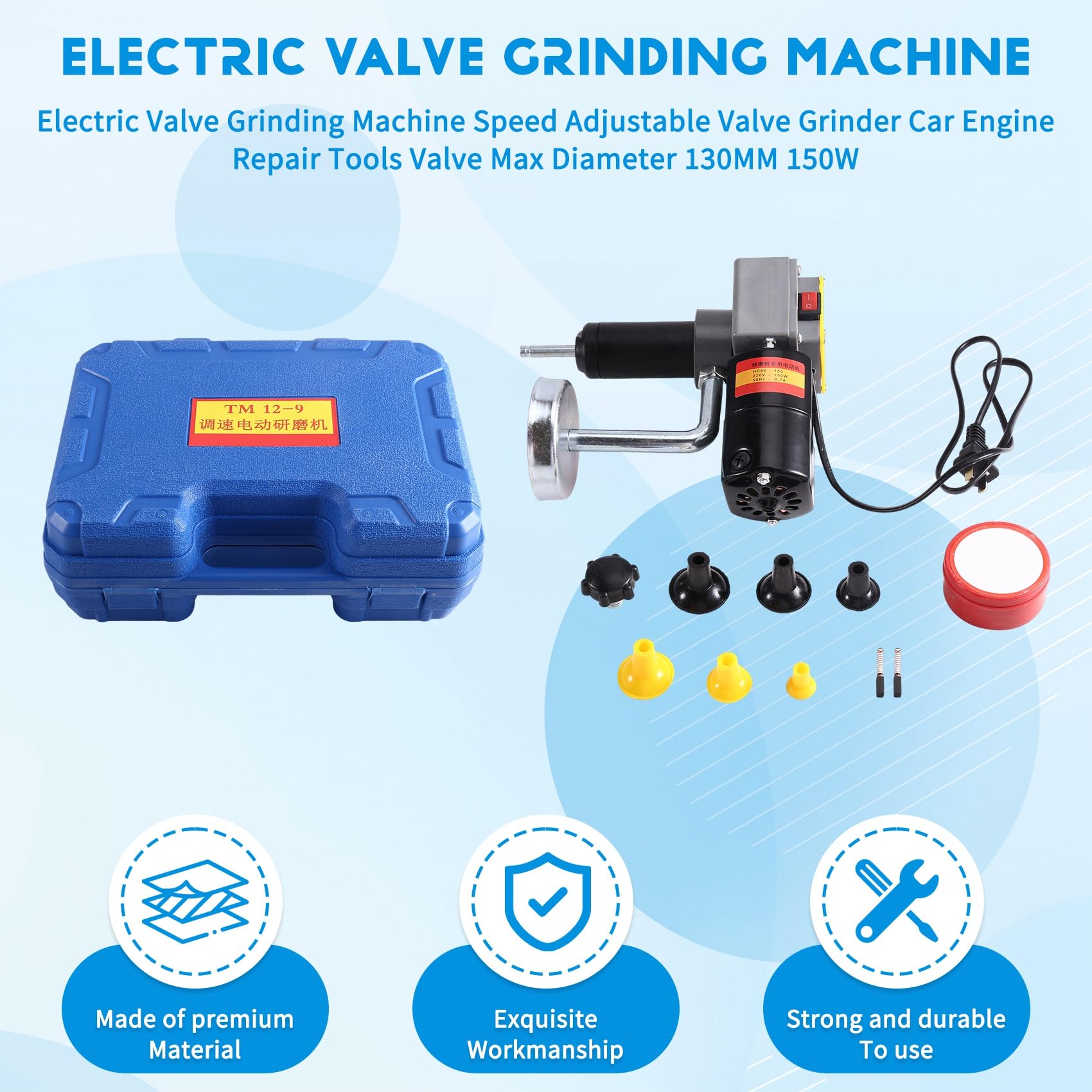 Elektrische Ventilschleifmaschine, Drehzahl Einstellbar, Ventilschleifer, Werkzeug für die Reparatur Von Automotoren, Ventildurchmesser Max. 130 Mm, 150 W