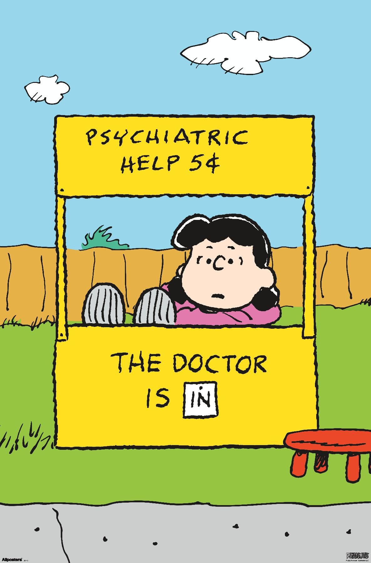 Trends International Peanuts: Classic - Lucy's Psychiatric Help Wall Poster, 34L x 22.4W, Unframed Version
