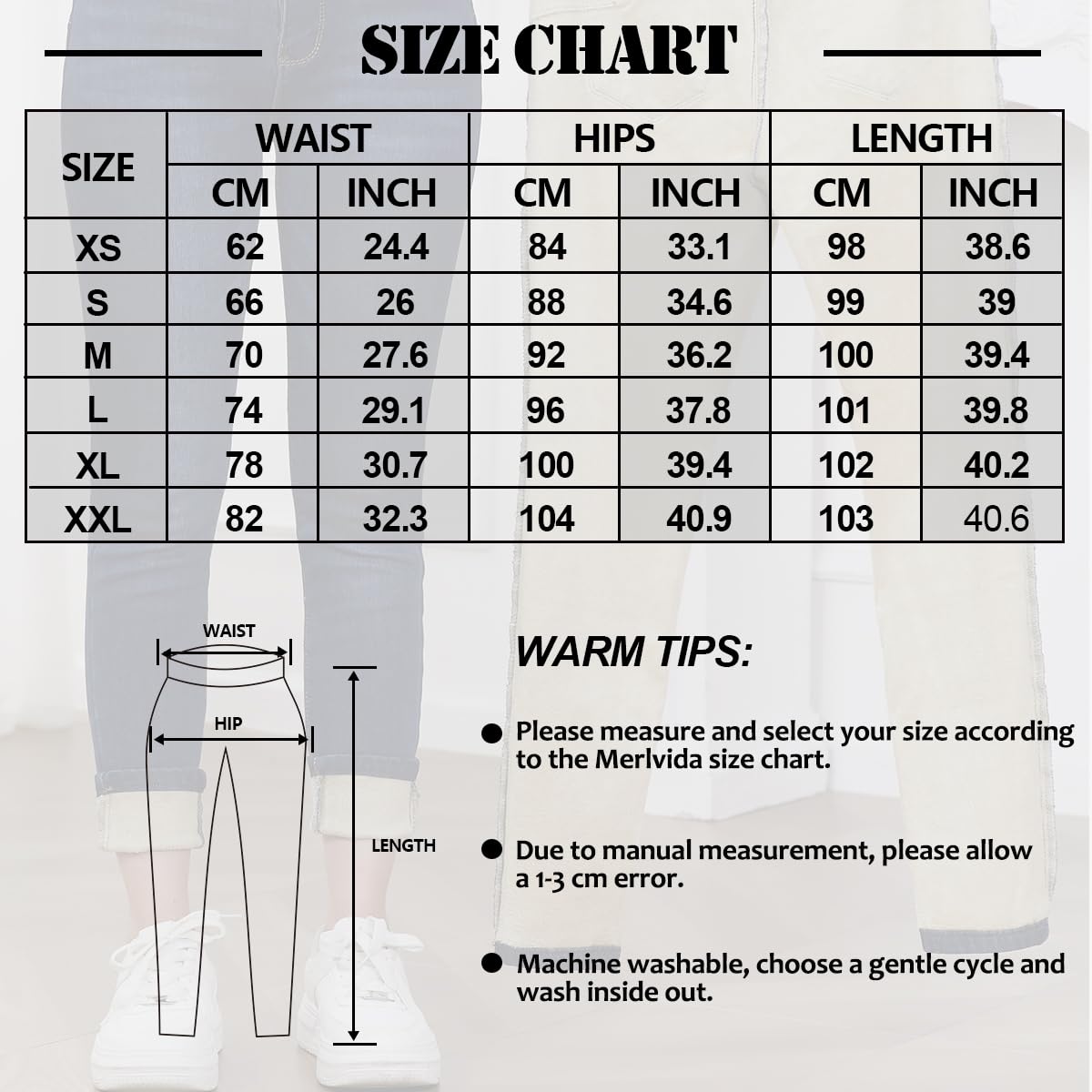 Merlvida Jeans Termici Donna Vita Alta Push Up, Pantaloni Jeans Foderati Invernali, Jeans Aderenti con Interno in Pile, Leggings Felpati in Denim Elasticizzati e Caldi