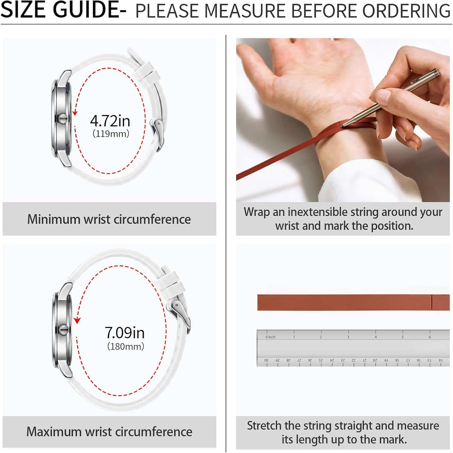 Letoff Classic Analog Watch, White Dial with Arabic Numerals, Non-Ticking,Exam Friendly,Silicone Band, 30M Water Resistant