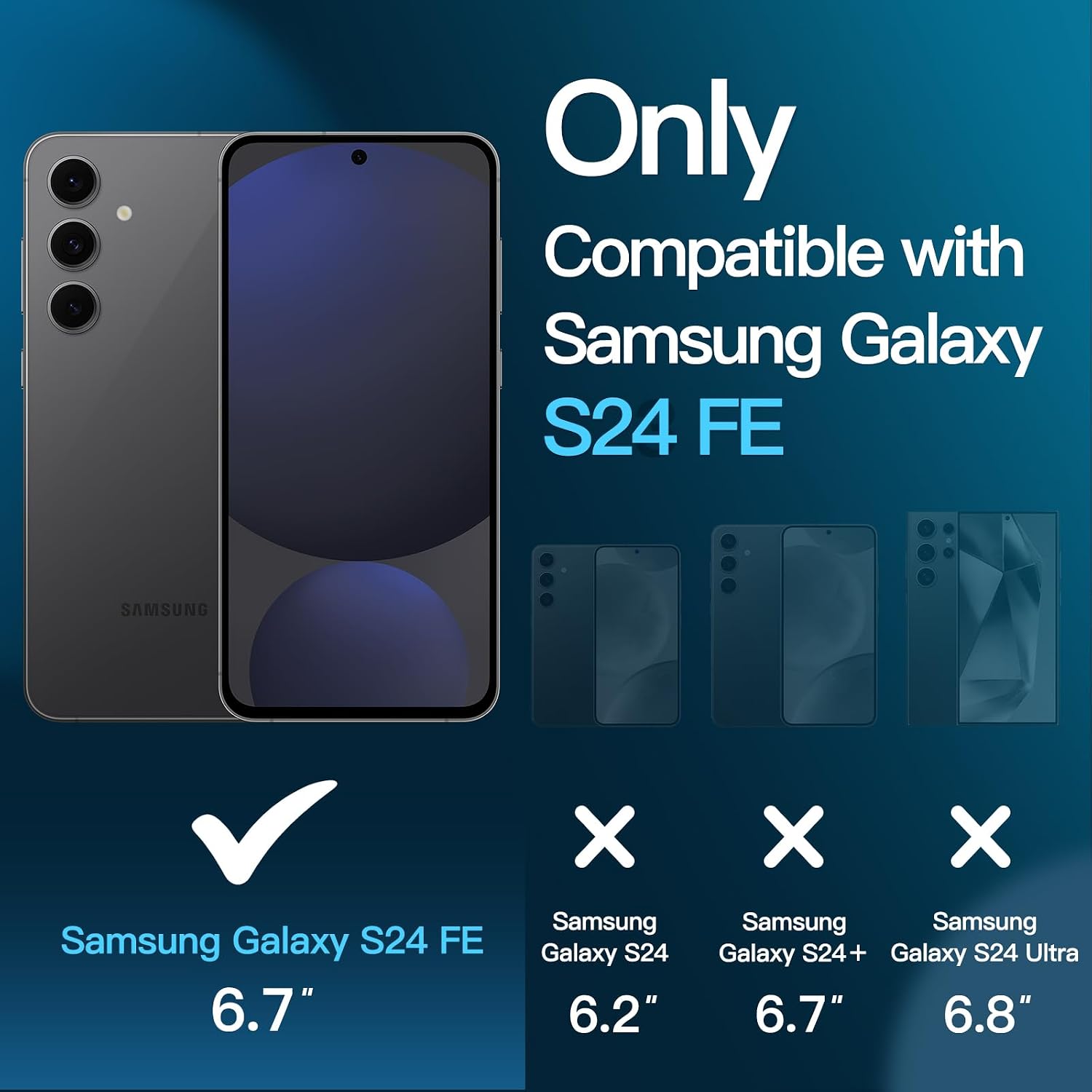 JETech Protetor de Tela para Samsung Galaxy S24 FE, Filme de Vidro Temperado, Compatível com ID de Impressão Digital, HD Claro, Pacote com 3