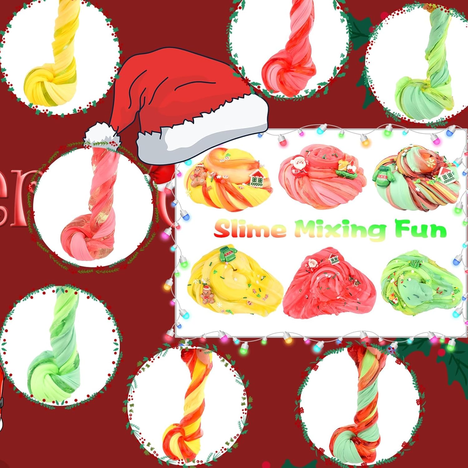 Christmas Slime Kit for Kids, 6 Pack Butter Clear Slime kit for Girls, Toys for Girls and Boys, Stocking Stuffers for Kids, Goodie Bag,Cute Stuff Party Favors, Classroom Rewards
