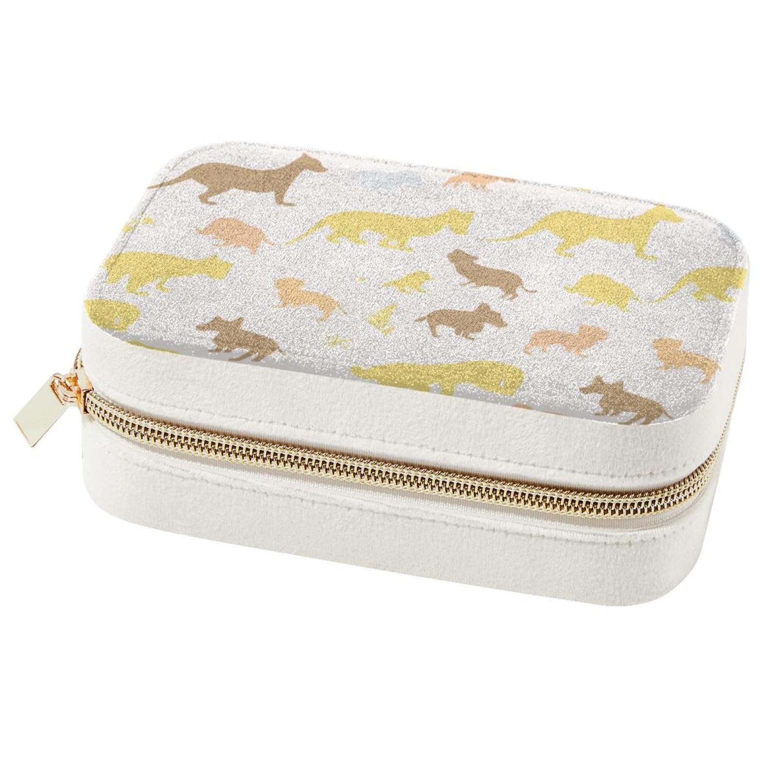 Boîte à bijoux de voyage portable et spacieuse jaune pour femme