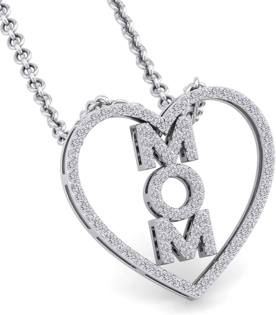Silver Smile Sterling Silver Diamond Mom Heart Pendant Necklace – 1/4 Carat Total – Hypoallergenic & Tarnish-Resistant – 18" Cable Chain – Elegant Gift for Mother’s Day, Birthday, or Anniversary - Image 6