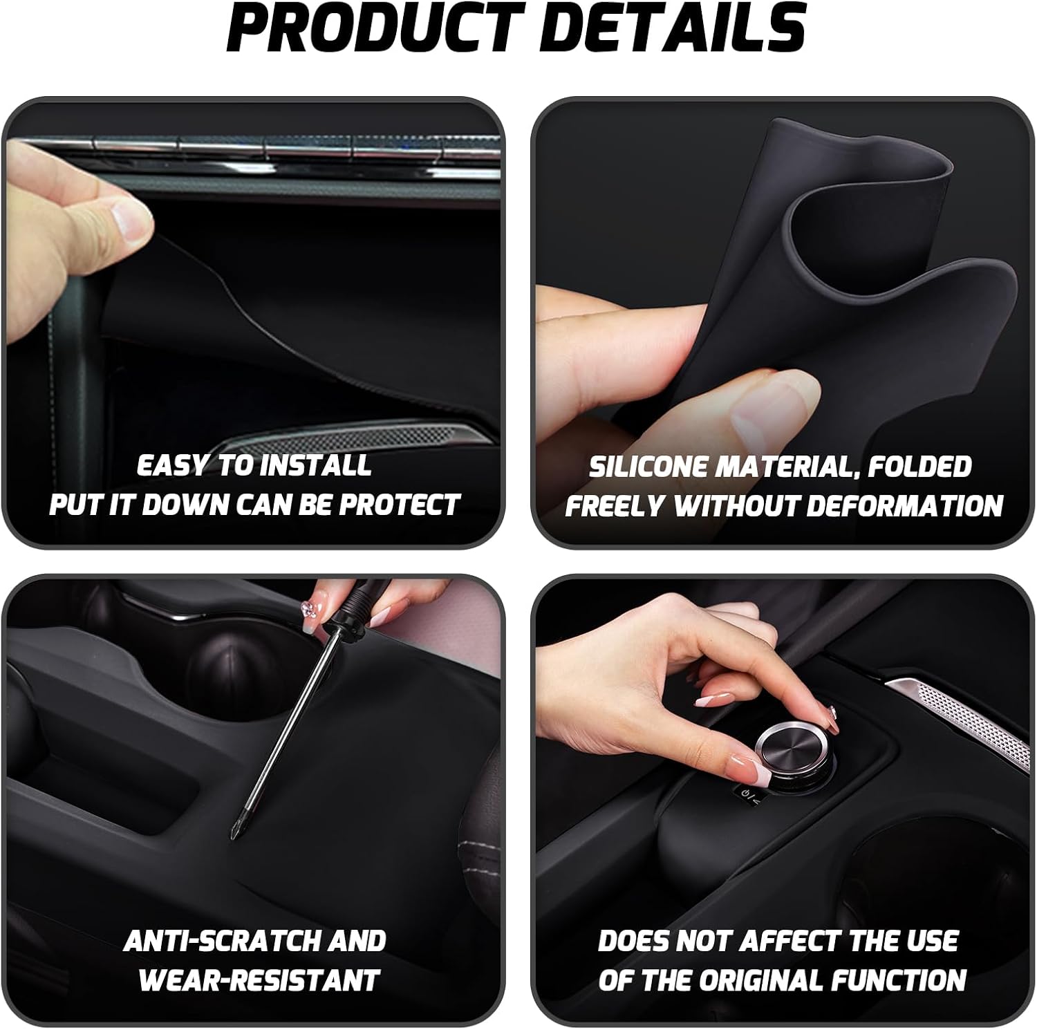 Gear Shift Panel Trim Cover Silicone for Buick Envision‌ S/Plus 2024 2025 2026 Car Interior Accessories Black Center Console Coaster Anti-Scratch Wireless Charging Protective Pad