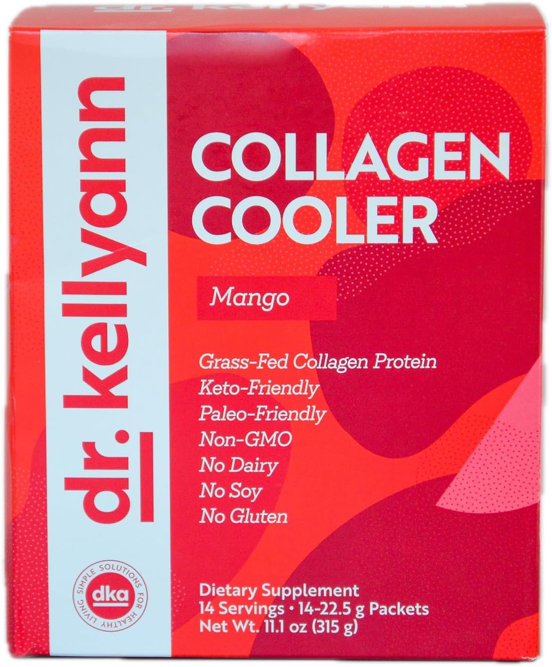 Dr. Kellyann Collagen Cooler – Mango | 15g Grass-Fed Collagen Protein per Serving | Keto & Paleo Friendly, Non-GMO, Dairy-Free | 14 Servings
