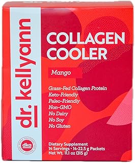 Dr. Kellyann Collagen Cooler – Mango | 15g Grass-Fed Collagen Protein per Serving | Keto & Paleo Friendly, Non-GMO, Dairy-Free | 14 Servings