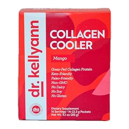 Dr. Kellyann Collagen Cooler – Mango | 15g Grass-Fed Collagen Protein per Serving | Keto & Paleo Friendly, Non-GMO, Dairy-Free | 14 Servings