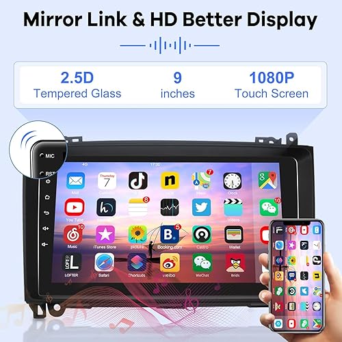 Miniatura 7 de 2G+32G Radio de coche para Mercedes Benz W906 Sprinter W169 W245 W639 Vito Viano, pantalla táctil Android estéreo de 9 pulgadas, Apple