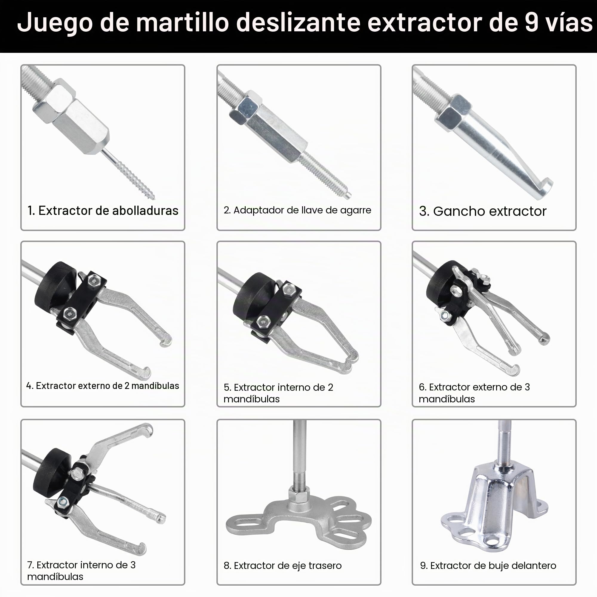 DAYUAN 17 Piezas Extractor de cojinetes de Rueda, Extractor de Cubos de Rueda, Juego de extractores de cojinetes con Martillo Deslizante