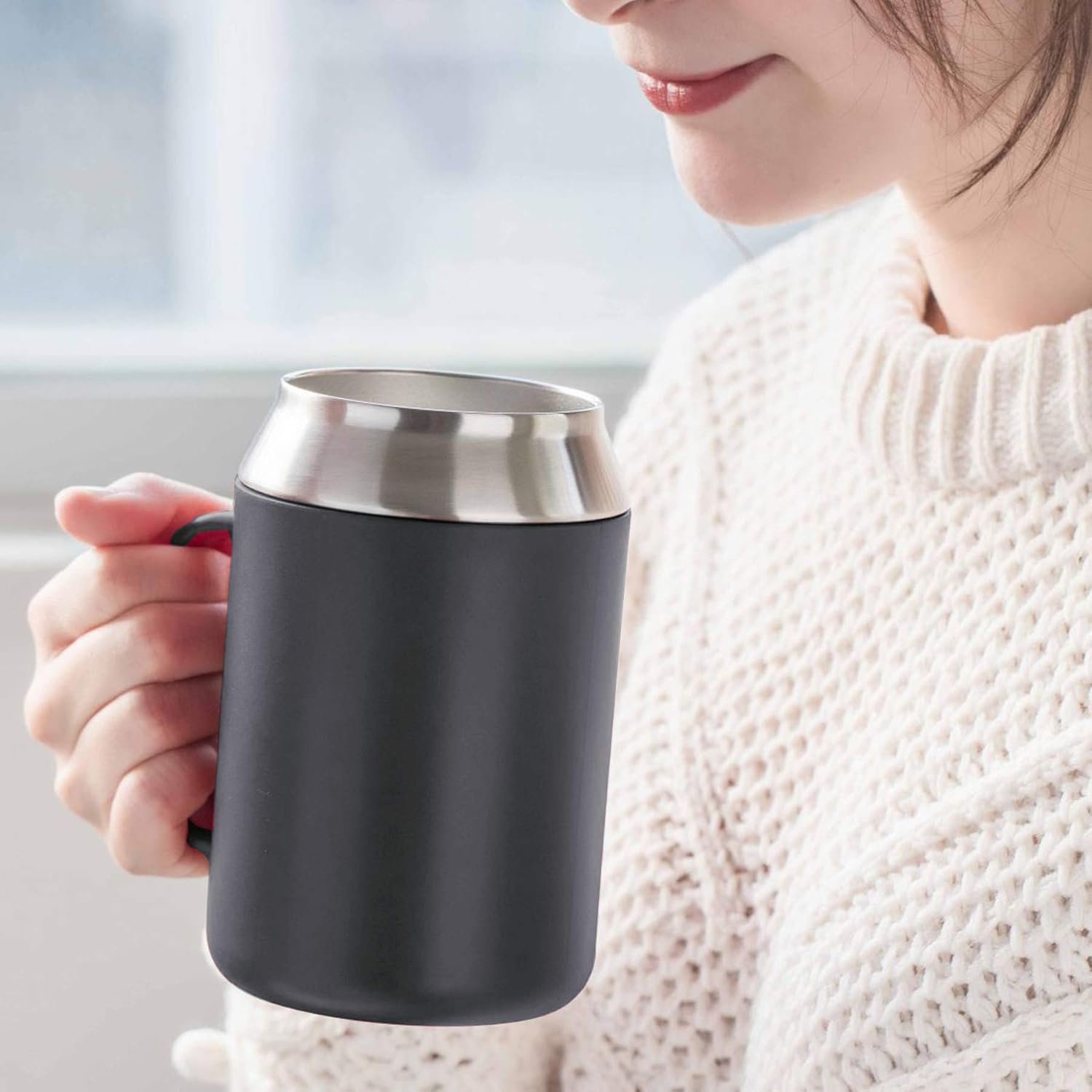 Tupperware Plastic Desk Steel Coffee Tea Mug 400ml 1pc (Black)