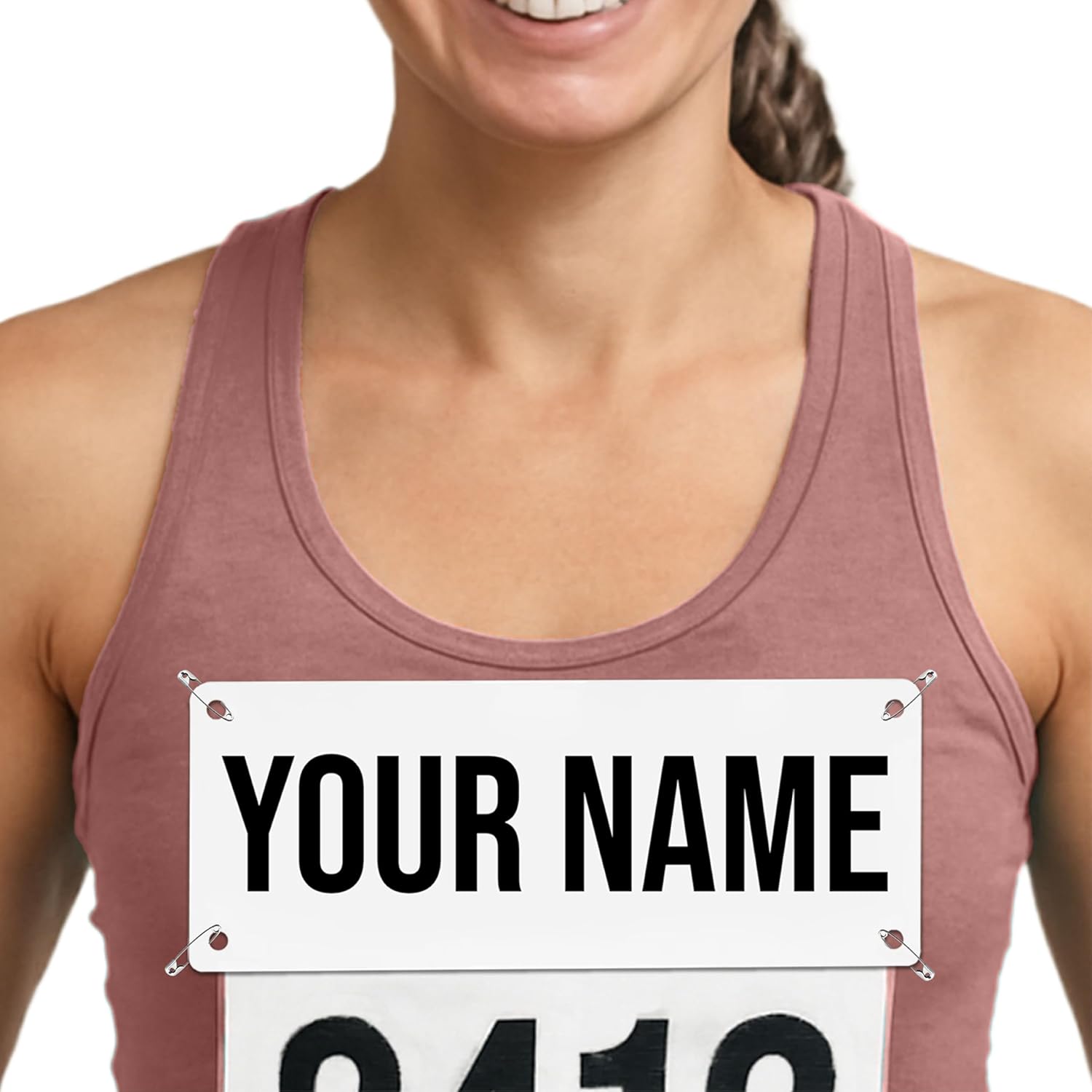 Yell My Name Bib Kit - GET Personalized Cheers - Race Bib with Alphabet Decals & Safety Pins - Add-Your-Name Running Accessory for Marathons Races