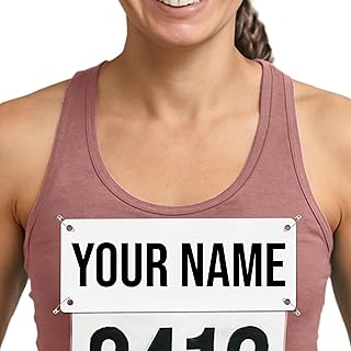 Yell My Name Bib Kit - GET Personalized Cheers - Race Bib with Alphabet Decals & Safety Pins - Add-Your-Name Running Accessory for Marathons Races