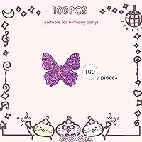 Vista 3 de PINKAAJ Confeti de mariposa, purpurina morada, 100 piezas, en forma de mariposa, ocasión de cumpleaños, material de papel