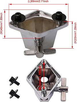 Lovermusic 2 Pieces Silver Floor Tom Leg Bracket Mount Replacement for Tom Drum Set