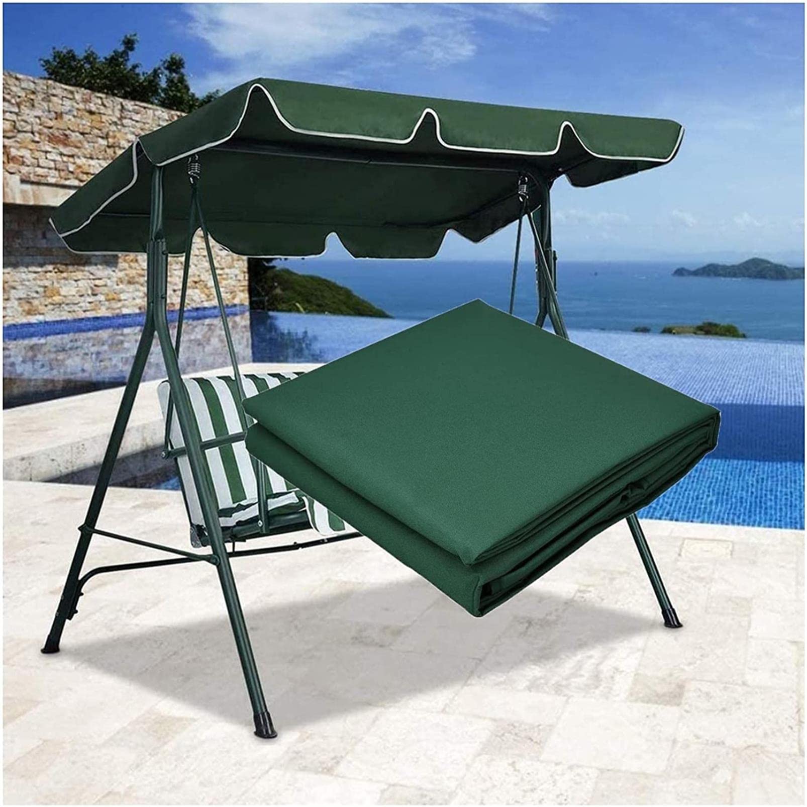 Tetto del Dondolo da Giardino Ricambio, Baldacchino di Ricambio per Altalena a 2/3 posti, Impermeabile Anti-UV, baldacchino di Ricambio per Altalena da Giardino, Copertura Superiore Universale in 600