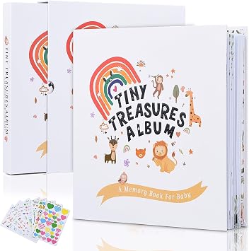 Baby Memory Book - Tiny Treasurse Album, 248 Pages Color, Keepsake Journal for Babys First Five Years,Unisex Baby Scrapbook,Record Book for New Parents, Ideal Gift for Baby Shower and Welcome Party