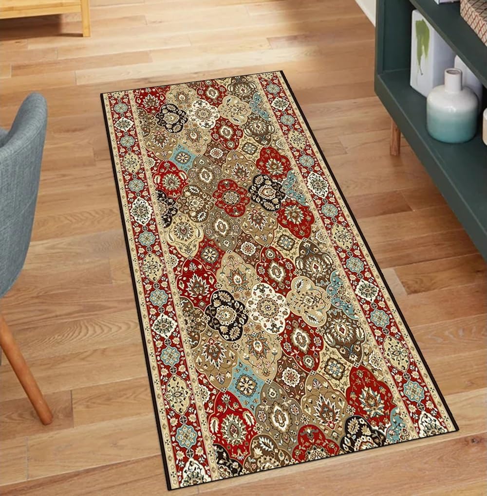 Alfombra lavable para pasillo con base antideslizante Bohomia color marrón