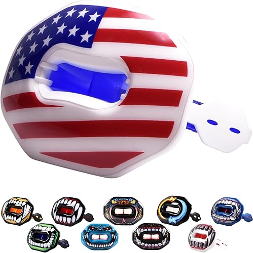 Oral Mart Protector bucal de fútbol con diseño 3D LipFit para niños, protector bucal de fútbol juvenil (sin hervir) de ajuste instantáneo fresco