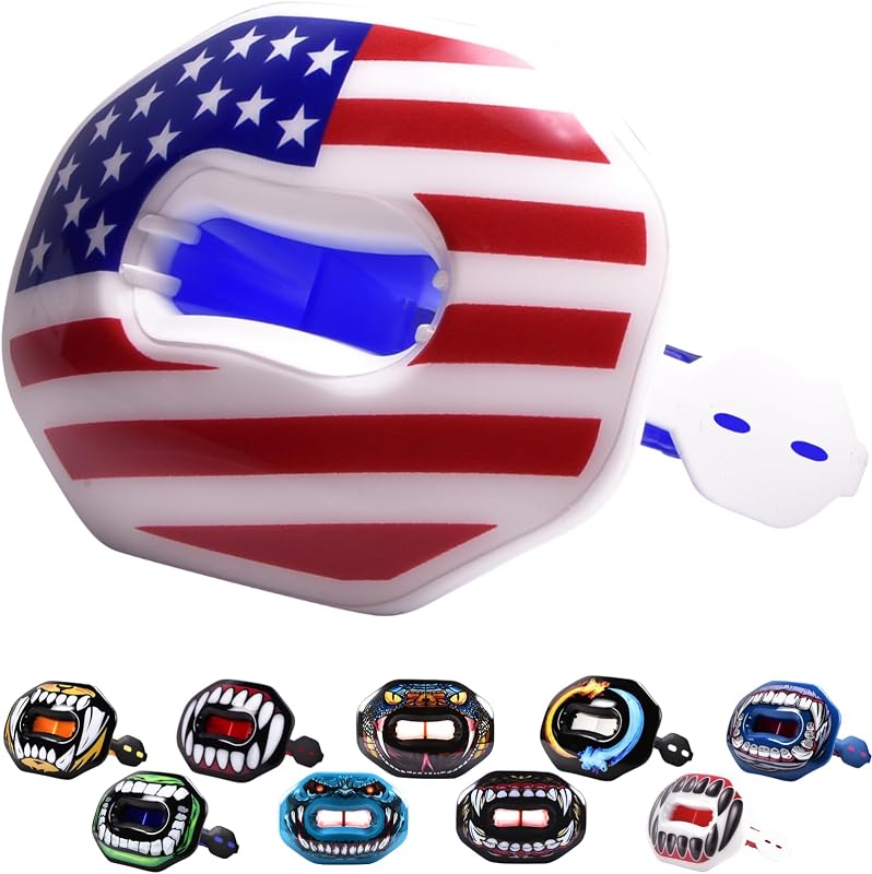 Oral Mart Flag Football Mouth Guard with 3D LipFit Design for Kids - Youth Football Mouthguard (No Boil) Cool Instant Fit Lip Guard Mouthpiece for Braces (Detachable Helmet Strap Included)