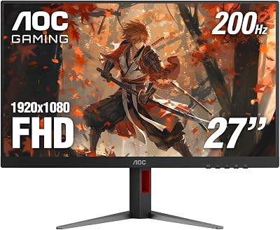 AOC 27 Inch Gaming Monitor FHD 200Hz IPS G-SYNC Compatible 0.3ms, 27G4H | 1920x1080 Computer Monitor, LED, HDR Ready, Audio Earphone out, VESA Mount, Console Ready, 3-Year Zero-Bright-Dot