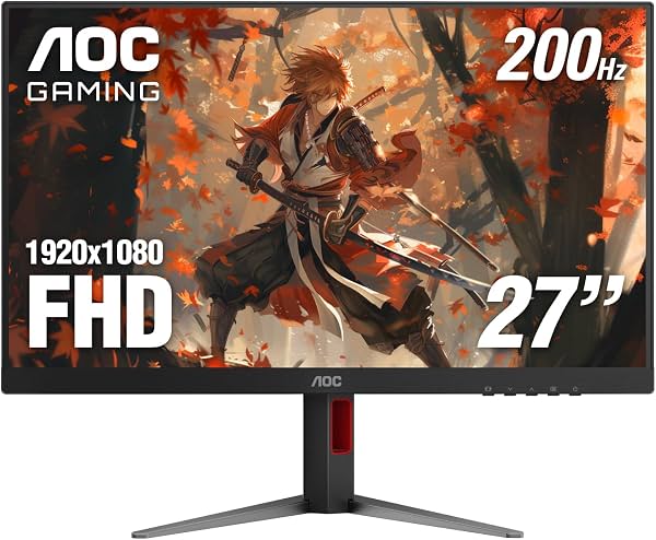 Monitor Gamer AOC 27" FHD 200Hz IPS NVIDIA G-SYNC Compatible 0.3ms, 27G4H | Monitor de Computadora 1920x1080, LED, HDR 10, Salida de Audio para Audífonos, Montaje VESA, Listo para Consolas, Garantía de 3 Años