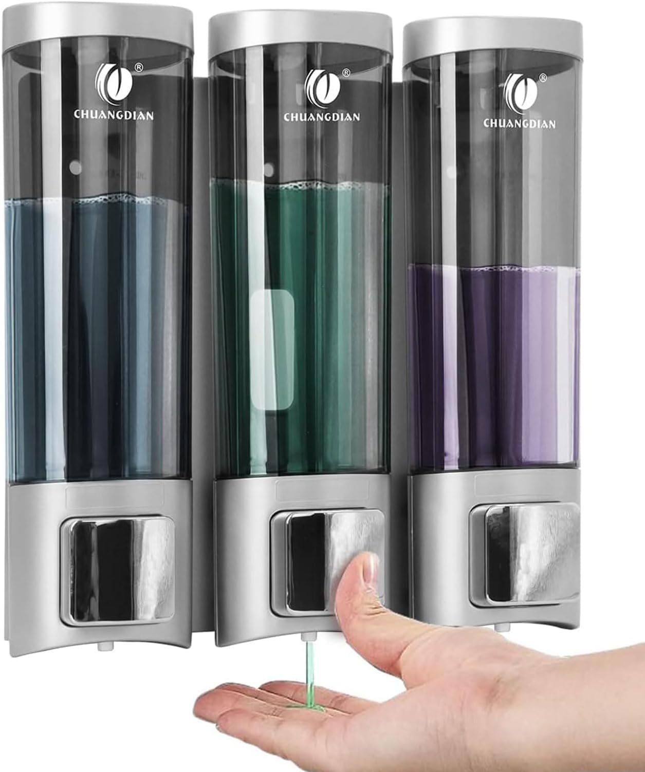 Triple 200ML Soap Dispenser Bathroom Wall Mounted Shower Gel Shampoo and Conditioner Dispenser Kitchen Dish Detergent Container Hand Body Wash Liquid Soap Dispenser for Home Hotel Restaurant