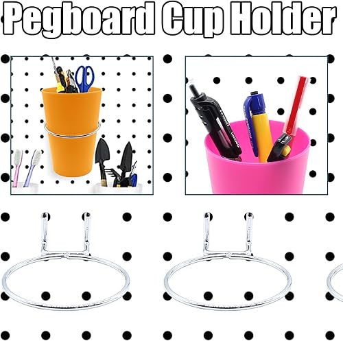 Miniatura 4 de Paquete de 6 recipientes para tablero de clavijas con cubos de almacenamiento, tarros, organizador de tazas para banco de trabajo, herramientas de