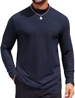 Mens Mock Turtleneck Long Sleeve Shirts Casual Basic T-Shirt Lightweight Mockneck Pullover Sweater for Men