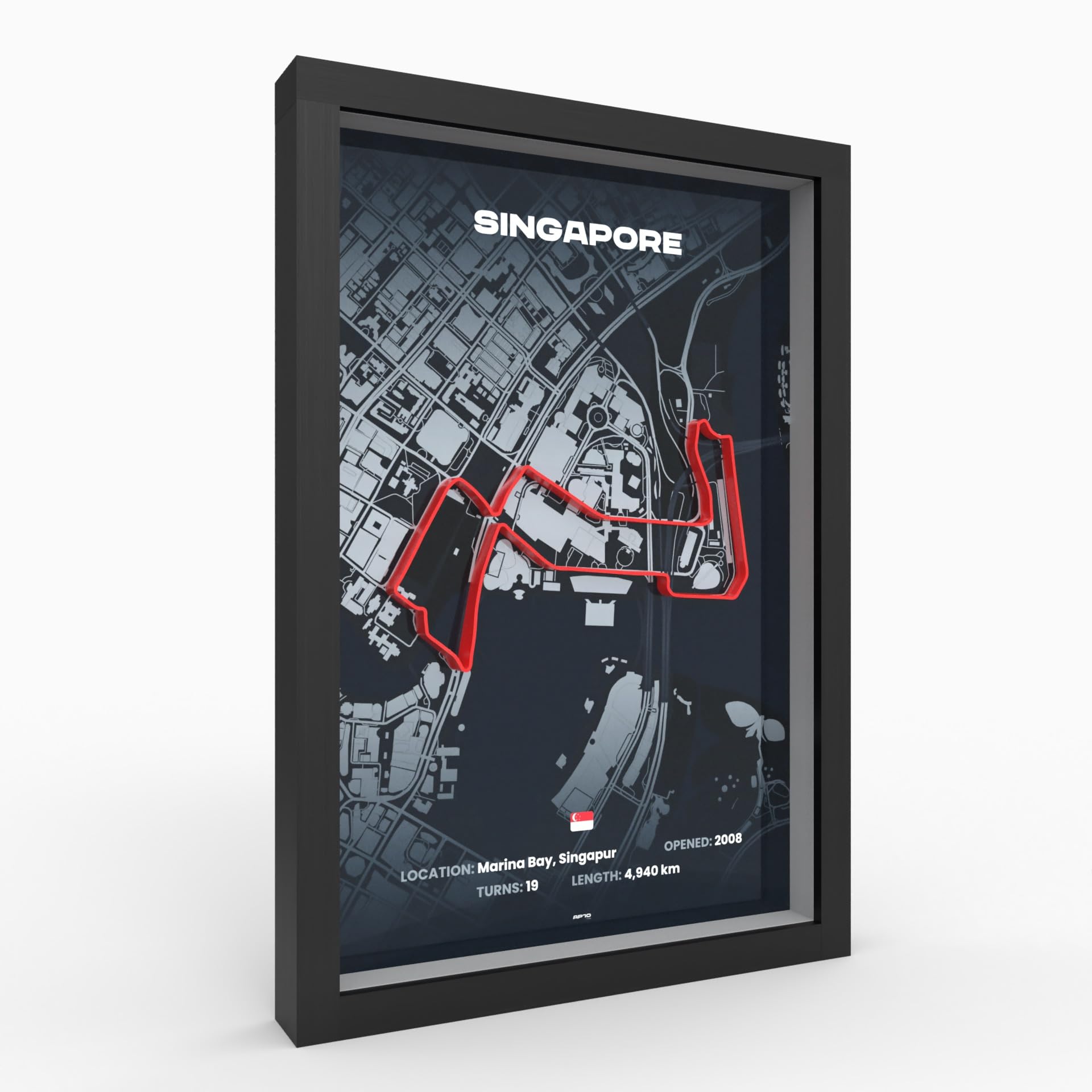 3D Motorsport Poster im Holzrahmen I Hochwertiger 3D Druck I Racetrack I Rennstrecken Poster I Geschenk für Mann oder Motorsportfans zu Weihnachten, Geburtstag