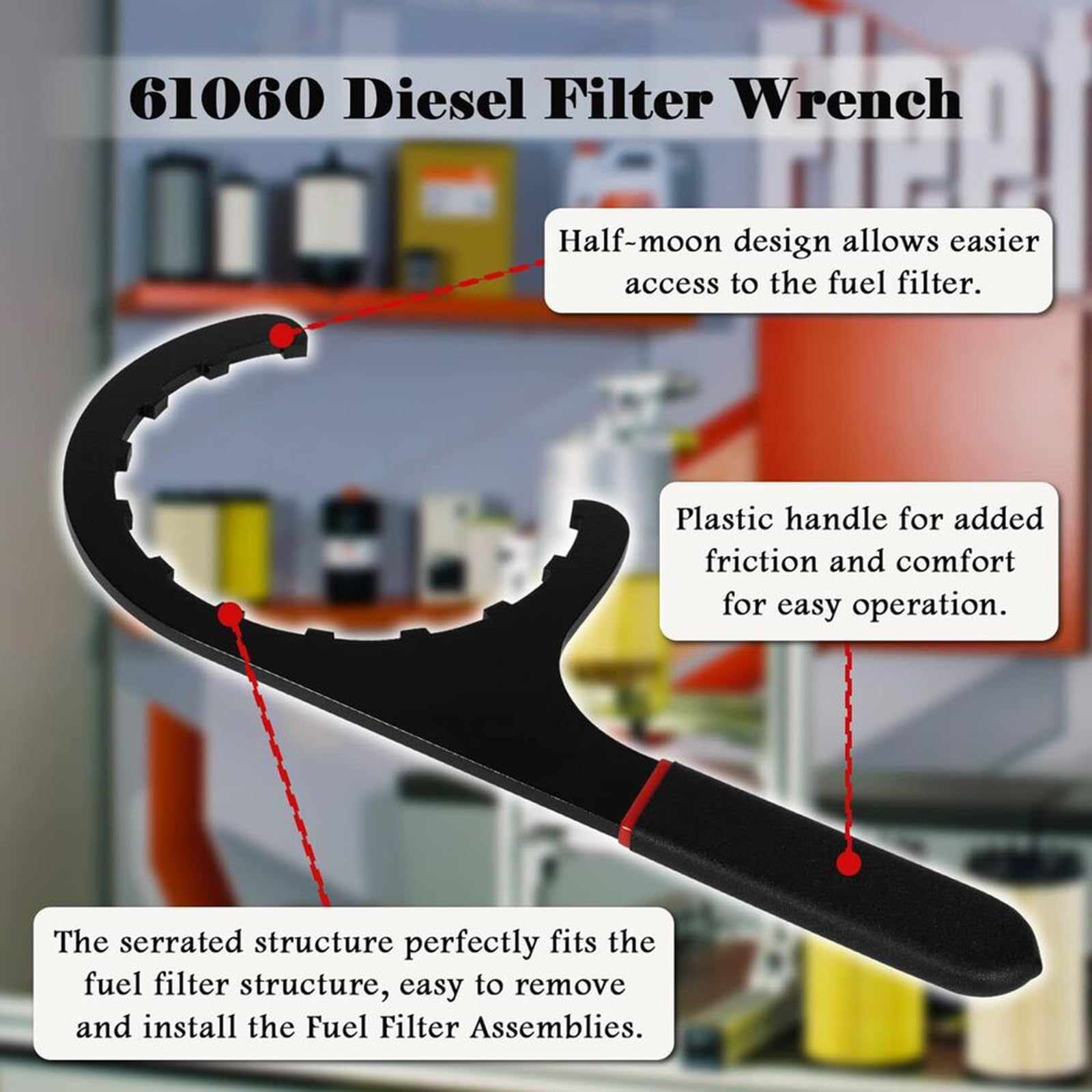 VISVIC 61060 Diesel Fuel Filter Wrench for Paccar, Diesels Engine Filter Spanners/Fuel Filter Removal Tool, Replace for 61060