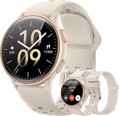 Relojes inteligentes para mujer (respuestahacer llamadas), monitor de actividad de pantalla AMOLED de 1.27 pulgadas con monitor de frecuencia