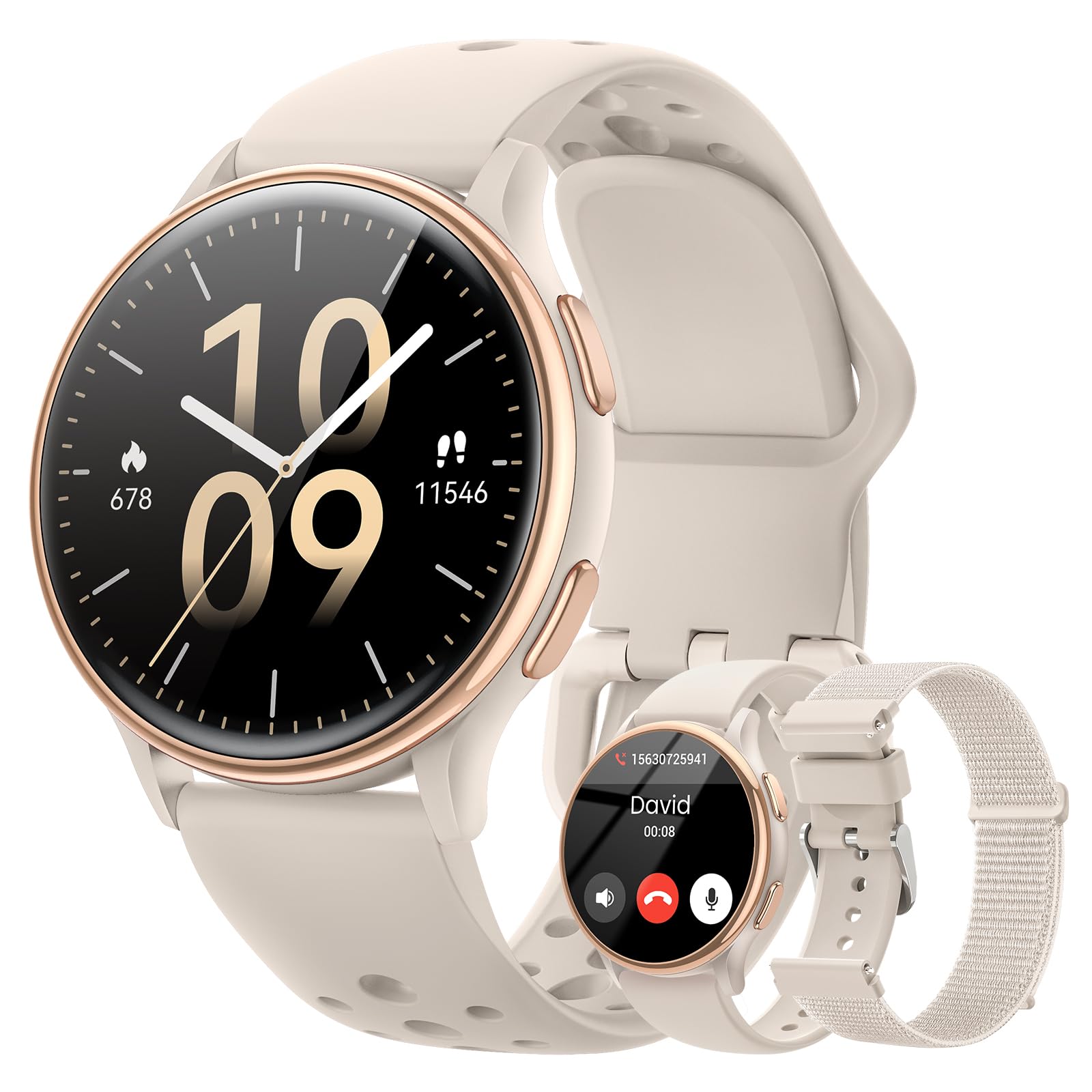 Smart Watches for Women(Answer/Make Calls), 1.27'' AMOLED Screen Activity Trackers with Heart Rate/Sleep/SpO2 Monitor, Smartwatch for iPhone/Samsung/Android, 120+ Sport Modes IP68 Fitness Watch 3Bands