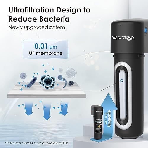 Miniatura 9 de Waterdrop 10UB-UF - Sistema de filtro de agua ultra filtración para debajo del fregadero de 001 m para reducción de Baçt reduce el plomo el cloro el