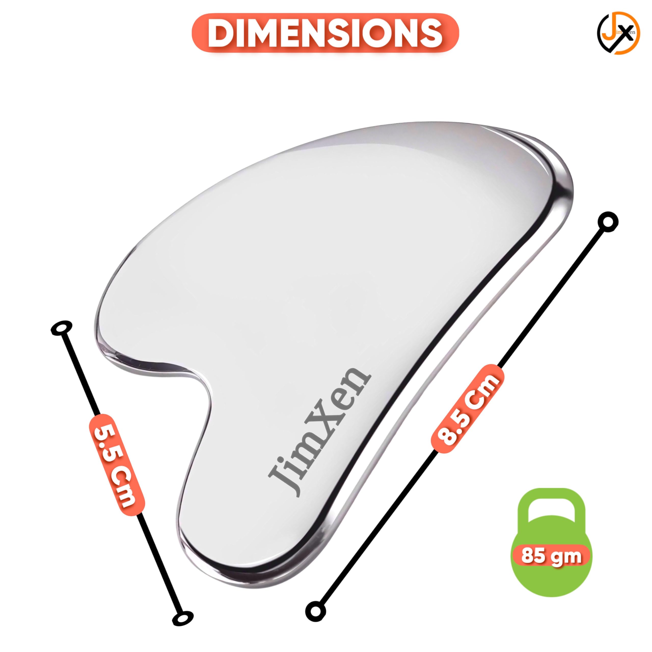 JimXen Premium Gua Sha 304 Stainless Steel Tool Heart Shaped Facial & Body Massage Stone for Face, Neck, Jawline Reduces Puffiness, Firms Skin, Relieves Tension Durable, Hygienic & Easy to Clean - Image 3 thumbnail