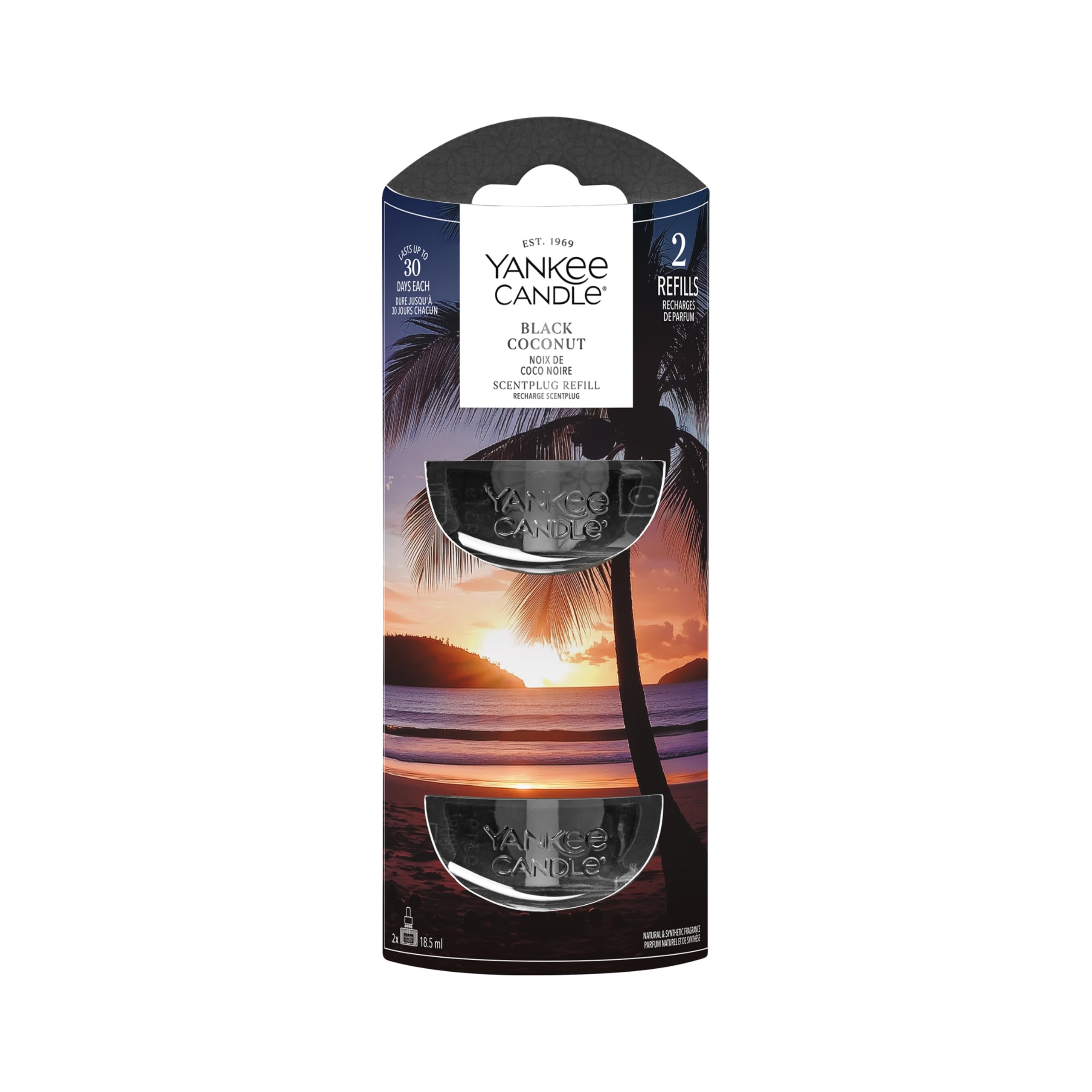 Yankee Candle Recambios de Fragancia para Ambientador Eléctrico ScentPlug| Aceite ambientador enchufable Black Coconut | hasta 60 días de Fragancia | 2 Unidades