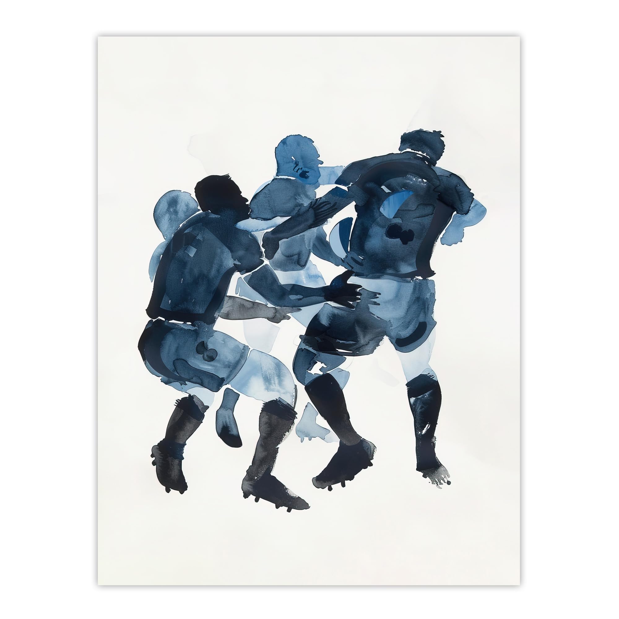 Artery8 Scrum Rugby Football Sport Players Watercolour Living Room Large Wall Art Poster Print Thick Paper 18X24 Inch