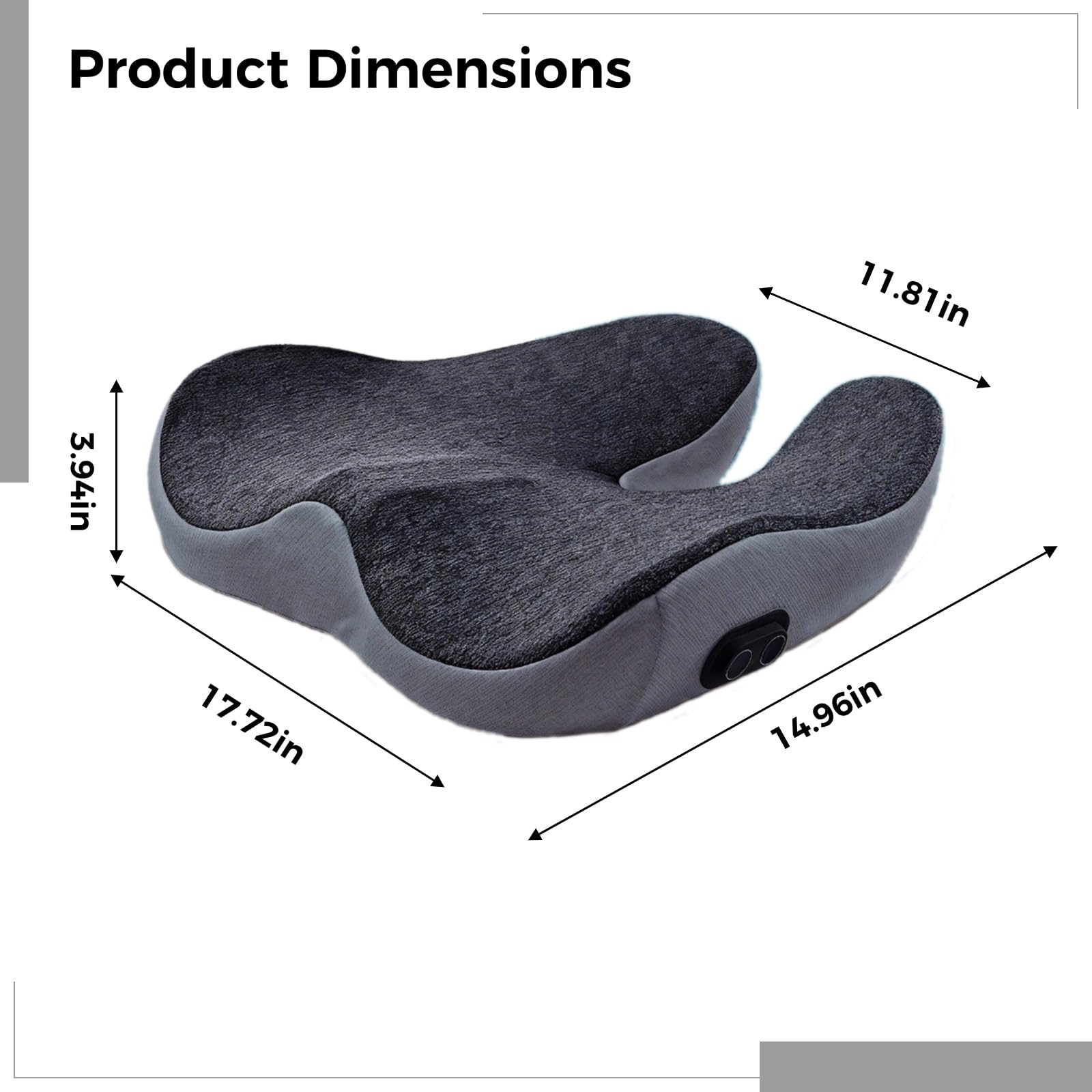 Cojín de asiento de masaje con calefacción y soporte de masaje, almohadilla ergonómica para apoyo postural, coxis y comodidad lumbar, batería de 2000 mAh, para oficina, hogar y viajes