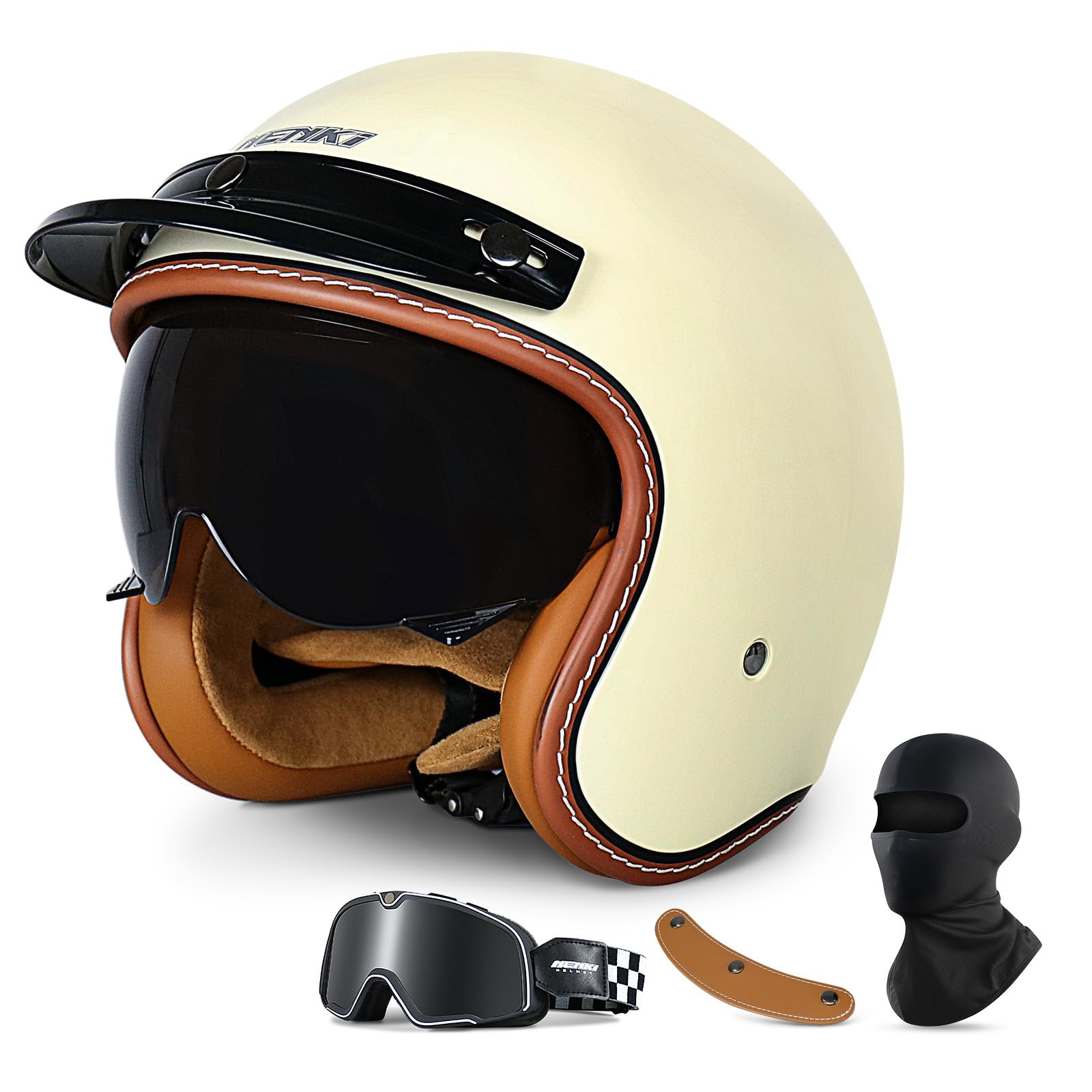 NENKI 3/4 Vintage Open Face Motorcycle Helmet