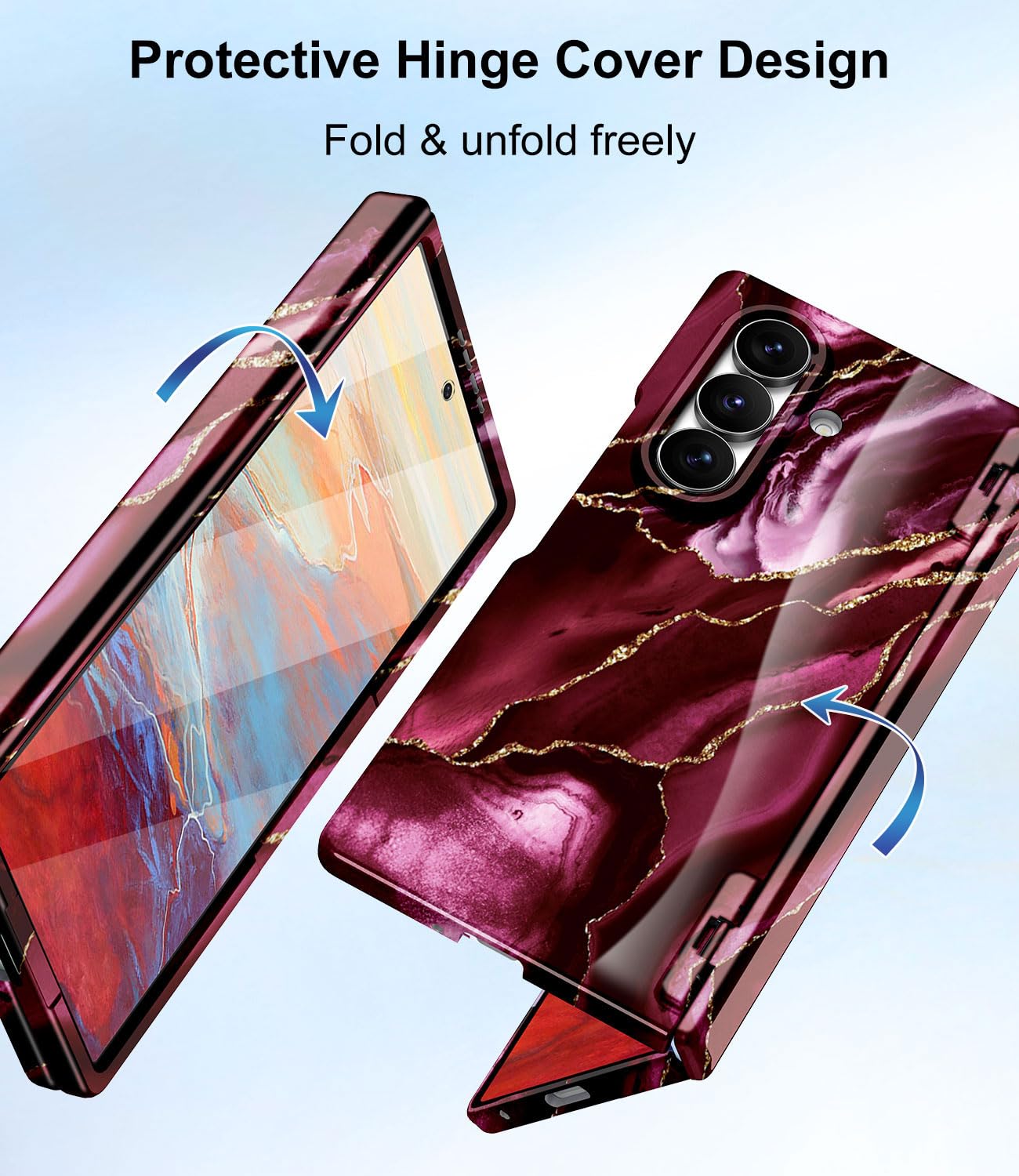 Btscase Custodia per Samsung Galaxy Z Fold 8 Ultra, pellicola protettiva frontale integrata, compatibile con MagSafe, in policarbonato rigido effetto marmo, sottile, antiurto, custodia protettiva