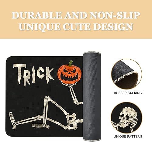 Miniatura 4 de Roszwtit Tapete de puerta de calavera de Halloween de 30 x 17 pulgadas, tapete de entrada para interiores y exteriores, tapete antideslizante de