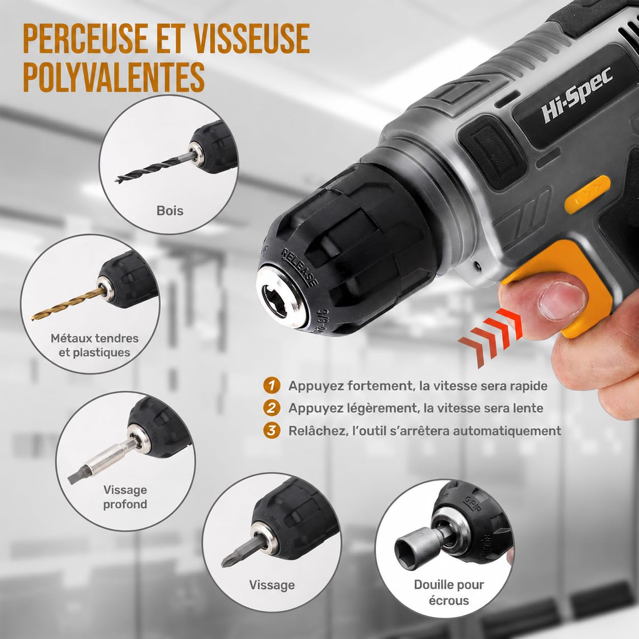 Perceuse-Visseuse Sans Fil 8V – Kit 102 Pièces, Batterie 1500mAh Recharge USB
